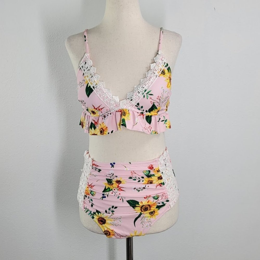 NWT- DRESSFO floral print lace bikini Sz 8